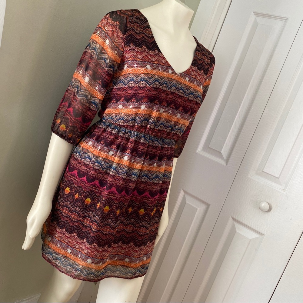 🍄 By & By // Tribal Back Cutout Blouson Dress